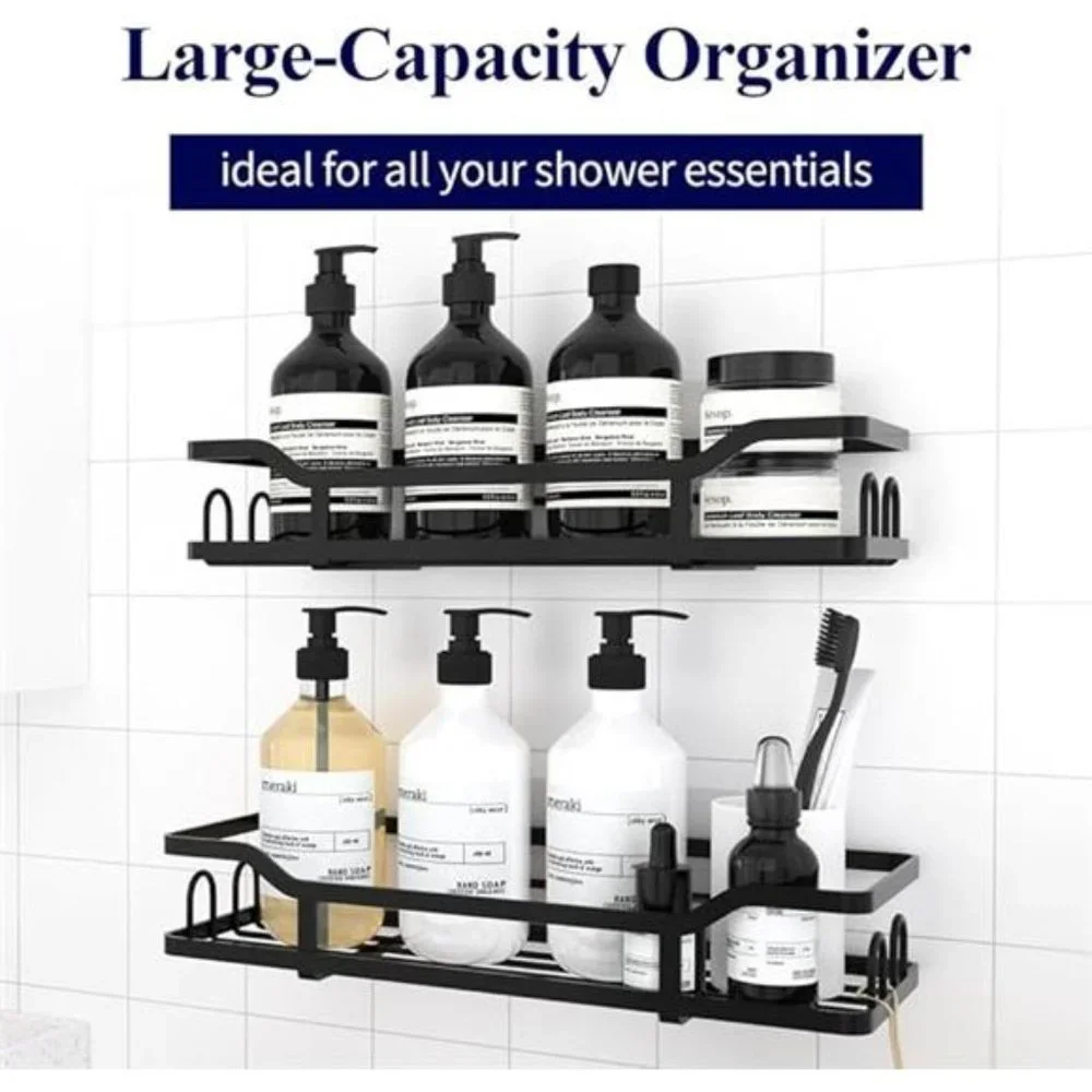 Shower Caddy XL - Adhesive Shower Organizer, Stainless Steel, No Drill, 2 Pack